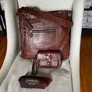 Coach Thompson Tobacco Duffle + Tobacco Capacity Clutch Wristlet + Dustbag